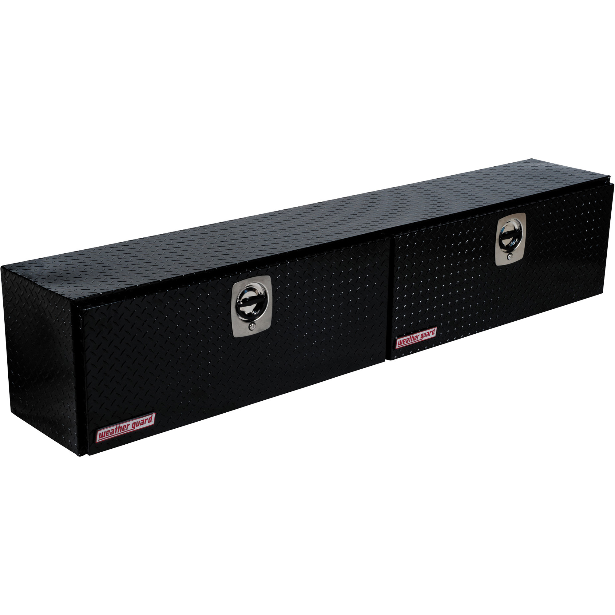 Weather Guard High-Side 2-Door Truck Tool Box, Aluminum, Black Diamond Plate, 3-Point Latching, 90.25in. x 13.5in. x 16in., Model# 390-5-02